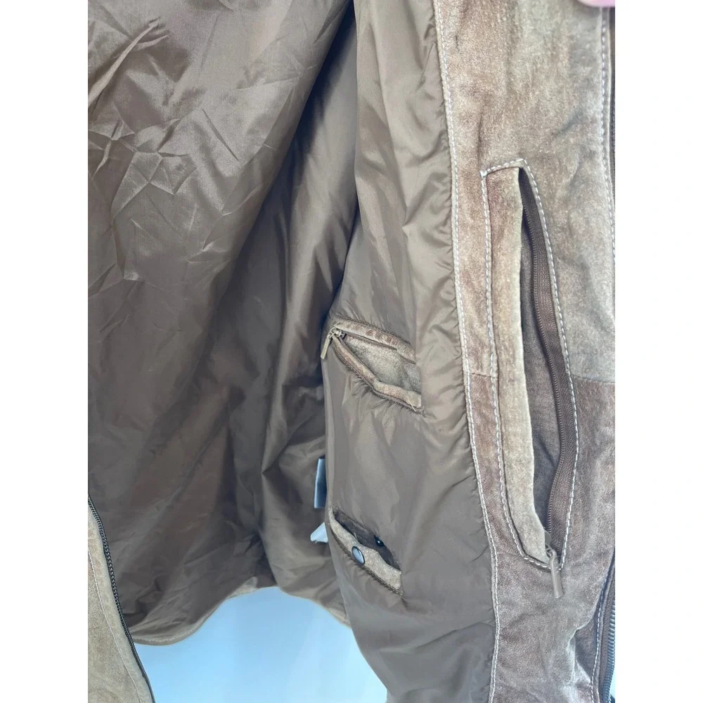 Wilsons Leather M Julian 90's Mens XL Brown Suede Leather Full Zip Bomber Jacket
